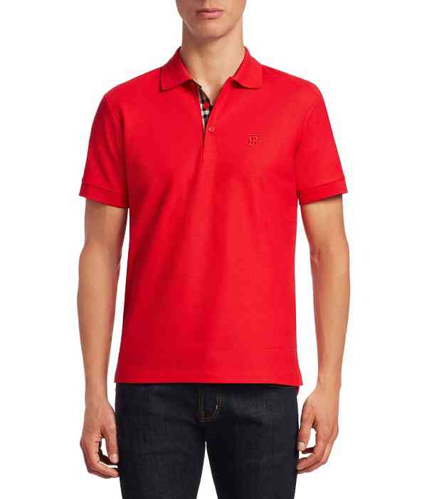 Áo phông nam có cổ Burberry Polo màu đỏ đẹp, áo thun đỏ hàng hiệu cao cấp Vip Like Authentic, Big Size lớn cho người to lớn béo mập
