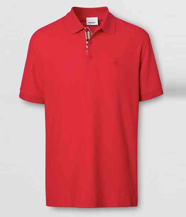 Áo thun BBR nam đỏ tươi trơn đẹp có cổ bẻ, áo polo Burberry nam check logo TB hàng hiệu like chính hãng authentic trung niên công sở cao cấp, có big size lớn