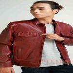 ÁO DA NAM MÀU ĐỎ ĐÔ 2 TÚI NGỰC, ÁO DA DÊ – FTT LEATHER