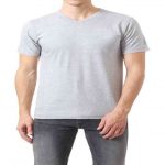 Áo thun nam Voga cổ tim ngắn tay vải thun cotton bốn chiều co dãn.