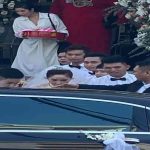 Bảo Thy diện áo dài phối ren, đầu đội vương miện lộng lẫy trong lễ cưới tại nhà thờ