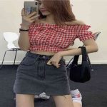ÁO CROPTOP KẺ CARO PHỐI NƠ – RR254