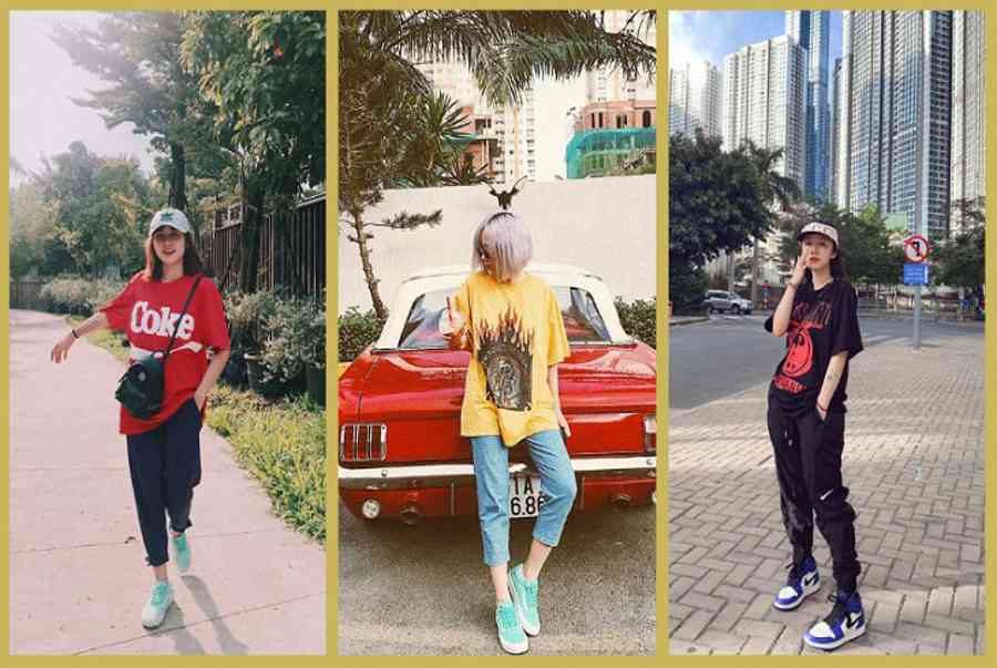 9+ Cách mix đồ với áo phông oversize chuẩn đẹp từ sao Việt
