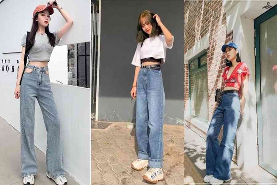10+ Cách phối đồ với quần jean ống rộng sành điệu