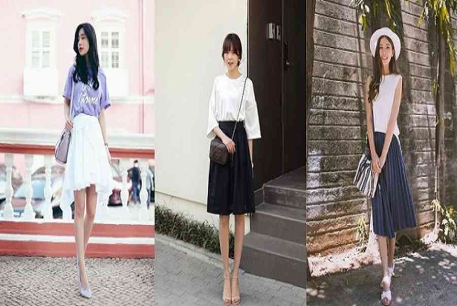 Cách kết hợp chân váy xòe với áo phông đẹp dễ thương | Quà Tặng Tân Thế Giới