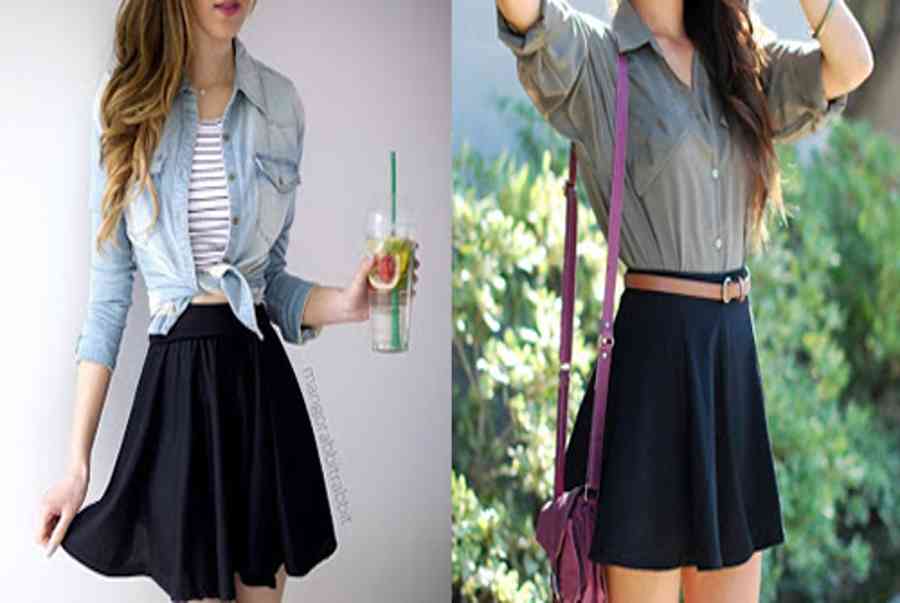 13 cách mix đồ với chân váy xoè màu đen cho nàng thêm cuốn hút