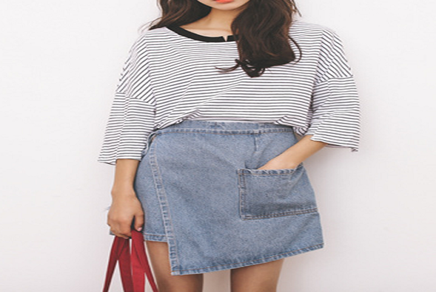 Cách diện quần giả váy jean với áo giúp nàng xinh như sao Hàn