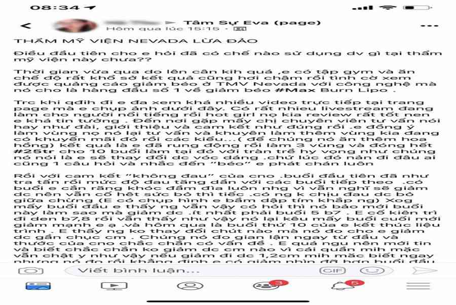 Thẩm mỹ viện Nevada lừa đảo review từ cô gái giảm béo tại Nevada