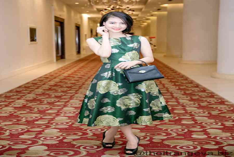 Muôn kiểu váy đầm công sở dài qua gối Hàn Quốc