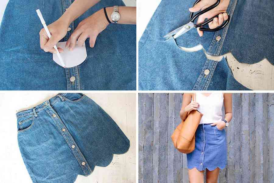 Hướng dẫn cắt may chân váy denim